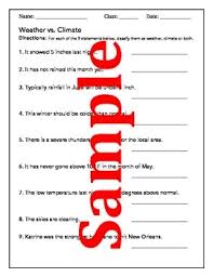 It is the statistical information of weather which signifies that common atmospheric pattern, in an area over decades, i.e. Weather Vs Climate Practice Worksheet By The Wright Ladies Tpt