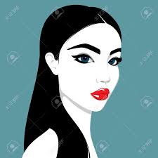 This skin tone and dark hair color combination are attributed to ireland, denmark, and northern europe (scandinavia, british islands, and iceland), where the term black irish originated from. Vector Portrait Of Sensitive Beautiful Young Woman With Long Royalty Free Cliparts Vectors And Stock Illustration Image 153558861