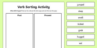 Past Tense Verb Sorting Activity Past Simple Activity