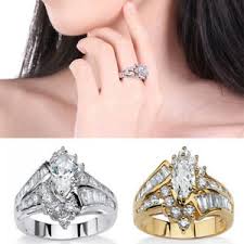 All of the simulated men's jewelry is set in top of the line precious metals, including 14k gold and platinum. Men Women Gold Silver Plated Couple Rings Fake Zircon Wedding Rings Jewelry Gift Ebay