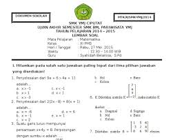 Soal dan jawaban akan admin bagikan pada kesempatan artikel ini sebagai persiapan dalam mengikuti kegiatan pat atau ukk pada tahun 2019. Soal Pas Matematika Smk Kelas 10 Doc Kuncisoal