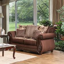 Furniture Of America Sala Traditional Style Fringe Accent Pillow Loveseat Furniture Of America Traditional Loveseat Love Seat