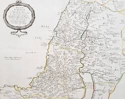 Features the kingdom of judah. 1651 Nicolas Sanson Large Antique Map Of Holy Land Judea During Herodi Classical Images
