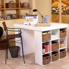 Large Art And Crafts Table With Shelves Sewing Furniture Craft Room Craft Room Office