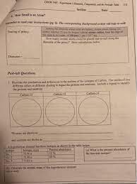 Solved Chem 1405 Experiment 3 Elements Compounds And Th Chegg Com