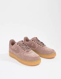 Nike Air Force 1 Black Swoosh Gum Sole Nike Mauve Air Force 1 Trainers With Gum Sole Nike Gum Sole Nike Shoes Air Force Nike