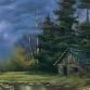 Bob Ross Wet-on-Wet Oil Painting: Wilderness Cabin