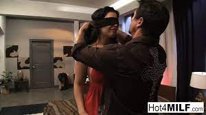 Blindfolded brunette gets surprised with a threesome | xHamster