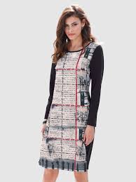 Zum eyecatcher wird dieses kleid von sheego durch die kontrastfarbenen teilungsnähte und paspeln. Amy Vermont Jerseykleid Mit Druck Im Vorderteil Klingel
