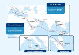Map on the population of the world skin color, hair, eyes semitism map outlines of the countries of the world flags on the maps. Sea Me We 5 Submarine Cable Route Map