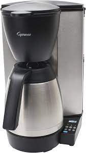 Can be used with ground coffee or soft coffee pods. Amazon Com Capresso 485 05 Mt600 Plus 10 Cup Programmable Coffee Maker With Thermal Carafe Black Drip Coffeemakers Kitchen Dining