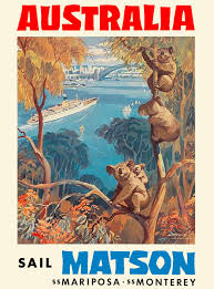 Australia Australian Sail Matson Ship Vintage Travel Advertisement Art Poster Posters Australia American Travel Posters Vintage Travel Posters