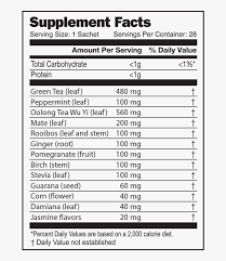 Nutrition Facts In Loose Leaf Tea Hd Png Download Kindpng