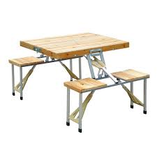 Outsunny Portable Foldable Camping Picnic Table With Seats Chairs And Umbrella Hole 4 Person Fold Up Travel Picnic Table Wood Walmart Com In 2020 Portable Picnic Table Folding Picnic Table Camping Table