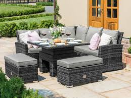 We love the versatility of the maze rattan sorrento sofa/daybed/lounger. Maze Rattan Richmond Corner Bench Set With Rising Table Corner Sofa Set At Mattressman