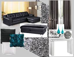 Btsh Concept Board For Great Room Make A Statement With Dignified Leather Couches And A Slight Pop Of Bright Colour Stagi Home Interior Design Home Staging