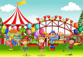Fichas educativas para descargar con actividades para niños de 2 años. Escena Con Muchos Ninos Divirtiendose En La Feria De Circo Vector Gratis