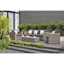 Buy products such as liberty deluxe wicker armchairs, set of 2, grey at walmart and save. Atlantic Contemporary Lifestyle Mustang 5 Piece All Weather Wicker Patio Conversation Set With Grey Color Cushions Pli Mustang 5 The Home Depot