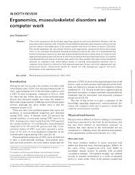 Pdf Ergonomics Musculoskeletal Disorders And Computer Work