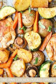 A Simple One Pan Meal With Chicken Thighs Vegetables And Potatoes Simple Onepan Chicken One Pan Chicken Chicken Carrots Recipe Sheet Pan Dinners Chicken