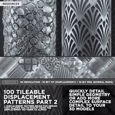 100 Tileable Displacement Alpha Patterns Part 2 Alpha Patterns Zbrush Map Pattern