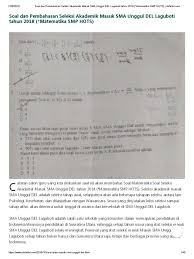 Maybe you would like to learn more about one of these? Soal Tes Masuk Sma Unggul Del Jawabanku Id