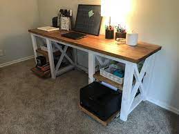 Rustic X Desk With Sliding Shelves Ana White Diy Desk Plans Sliding Shelves Diy Wood Desk