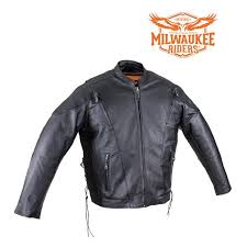 Milwaukee Riders Mens Racer Leather Motorcycle Jacket Dual Ccw