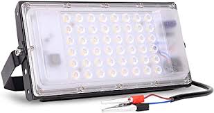 Portable Waterproof Dc 12 Volt Led Flood Light 50 Watt Multi Purpose Outdoors Indoors 7 8 X4 1 X2 2 50w Projector Lamp Ready To Mount 10 Feet Wiring 12v Deep Cycle Red Black Clamps Aluminum Bright