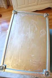 Shabby chic furniture chalk paint: Turquoise Chalk Paint Gold Metallic Table Makeover Details Artsy Chicks Rule
