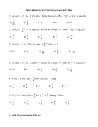 Greatest things about a inverse function word problems worksheet. Derivatives Of Inverse Functions Gift 2004