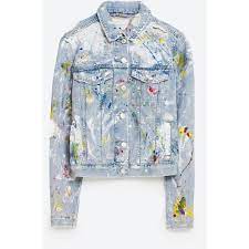Painted Denim Jacket New In Trf Zara United States 70 Liked On Polyvore Featuring Outerwear Jack Denim Design Designer Denim Jacket Diy Denim Jacket