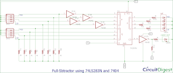 Full Subtractor Circuit Diagram Using 74ls283n And 7404 Circuit Diagram Diagram Circuit