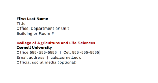 A serif font should be used for the body of the email. Applications Cals