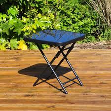 This convertible coffee table enchants with its sleek, modern appeal. Garden Furniture Glass Top Side Table Patio Rattan Foldable Drinks Coffee Black 5013478144331 Ebay