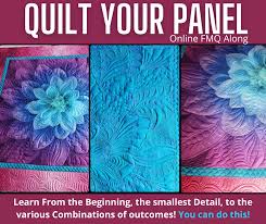 Fabric and fabric panel shown in the sample. Hoffman Dream Big Free Motion Qal Bold Notion Quilting