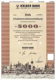 I 1960 blev navnet ændret til kölner bank von 1867 e. Hwph Ag Historische Wertpapiere Kolner Bank Von 1867 Eg Volksbank
