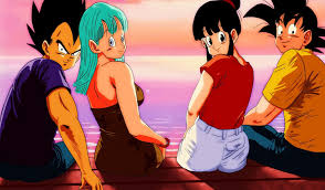 Download Goku And Chichi With Vegeta And Bulma Wallpaper | Wallpapers.com