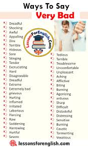 Weisen Sehr Schlecht Zu Sagen Englische Phrasen Beispiele Schrecklich Schockierend Palabras De Vocabulario Vocabulario En Ingles Como Aprender Ingles Basico