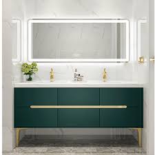 Delicate pink and dark ivy green make one enchanting color scheme. Light Luxury Bathroom Cabinet Combination Dark Green Net Red Nordic Solid Wood Bathroom Cabinet Bathroom Washbasin Smart Vanity China Rock Board Basin Wash Hand Basin Made In China Com