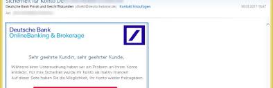 Banking & brokerage bei der postbank: Deutsche Bank Vorsicht E Mail