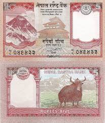 Nepal 5 Rupias 2017 Banknote Nepal Moedas Notas Riqueza