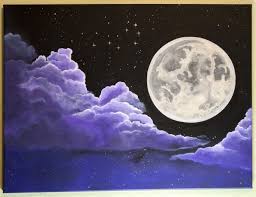 Buy moon and stars canvas prints designed by millions of independent artists from all over the world. Full Moon With Purple Clouds Original Painting Painting Art Moon Painting