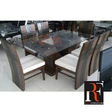 Coordinate your dining room in a snap by buying a table and chairs together in a matching set. Riya Sofa Wooden Glass Dining Table Set 6 Chair 1 Table Rs 35000 Set Id 12368875848