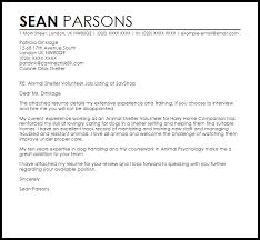 Animal Shelter Volunteer Cover Letter Sample Cover Letter Templates Examples