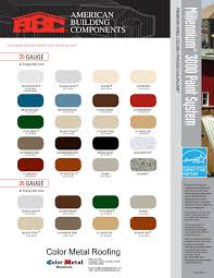 abc metal roofing color chart