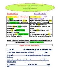 Students Highlight The Objects In The Sentences And Fill In A Transitive Or Intransitive Verb This All In One Workshe Intransitive Verb Verb Activity Sheets
