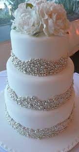 3 Tier Cake Decorated With Pearls Wedding Cake Pearls Simple Wedding Cake Silver Wedding Cake