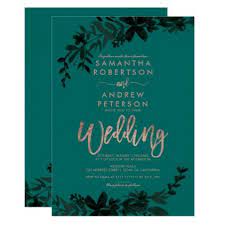 Rose Gold Typography Floral Hunter Green Wedding Invitation Zazzle Com Green Wedding Invitations Engagement Party Invitations Hunter Green Wedding