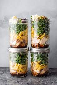 Kale Chicken Pasta Salad With A Tangy Balsamic Vinaigrette Sunflower Seeds And Dried Cranberries Works G In 2021 Salad Jar Meal Prep Salad Jar Recipe Mason Jar Meals